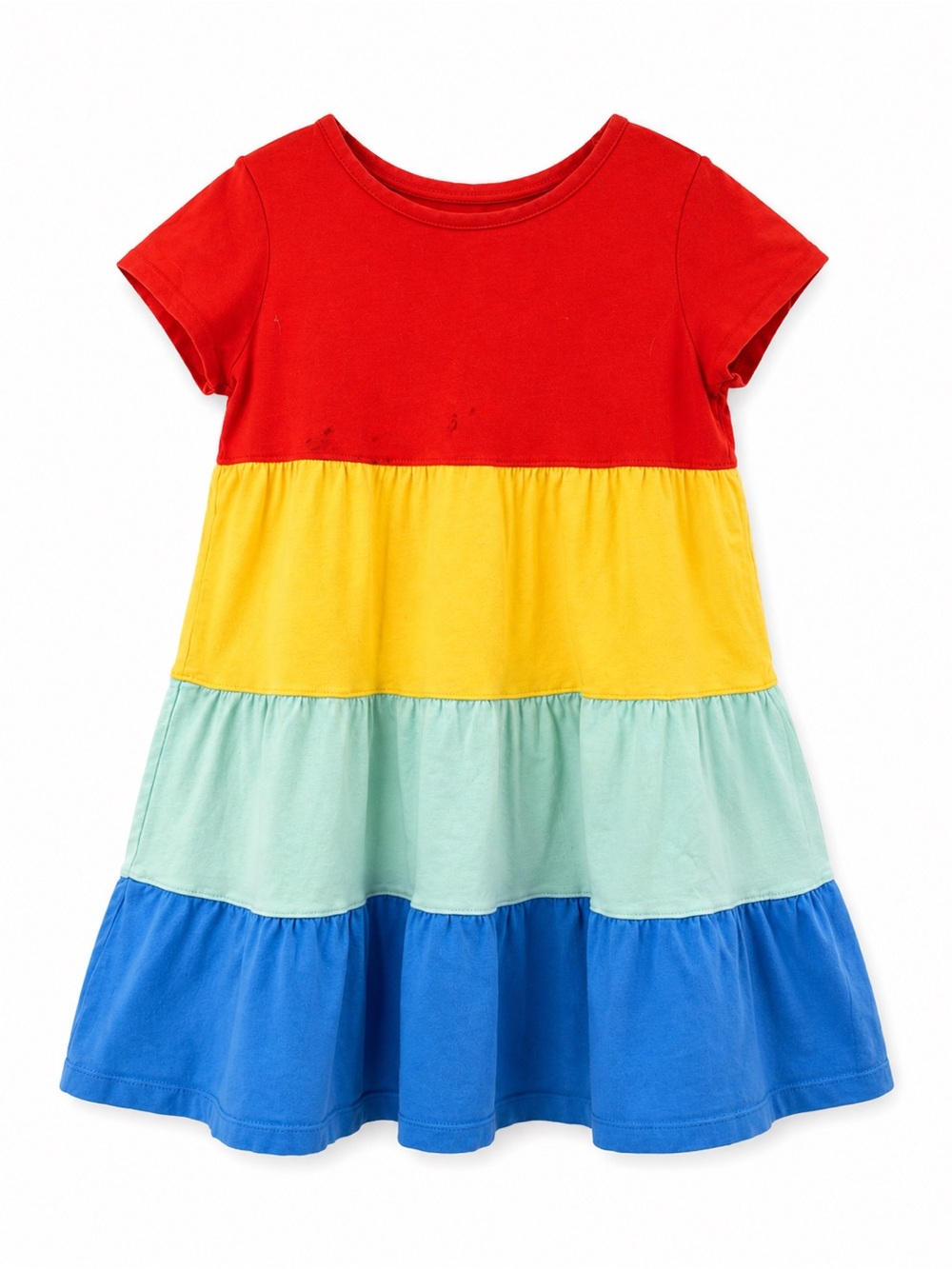 Hannah Anderson 6-7y Tiered Rainbow Colored 0625 Girls Dress colorblock long